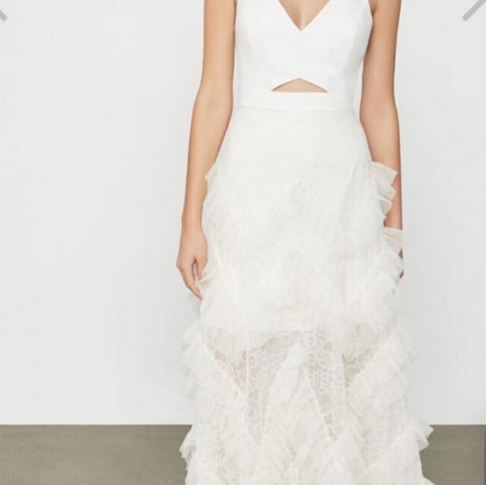 NWT BCBGMAXAZRIA White Ruffle Dress